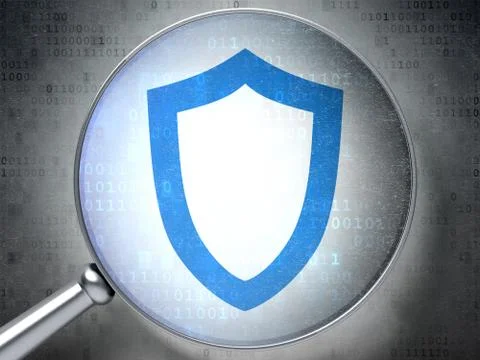 Privacy concept: Contoured Shield with optical glass on digital background Stockillustratie