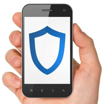 Privacy concept: Contoured Shield on smartphone 库存插图
