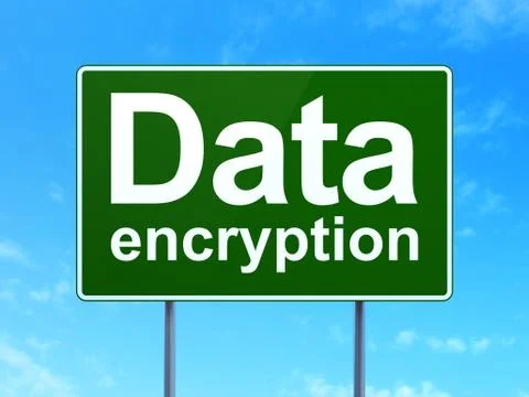 Privacy concept: Data Encryption on road sign background Stock Illustration