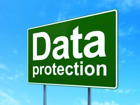 Privacy concept: Data Protection on road sign background Stock Illustration