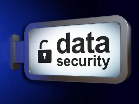 Privacy concept: Data Security and Opened Padlock on billboard background Stock Illustration