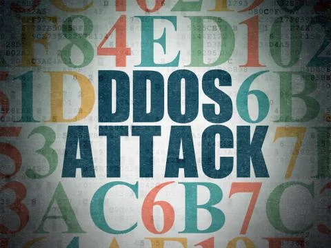 Privacy concept: DDOS Attack on Digital Paper background Stock Illustration