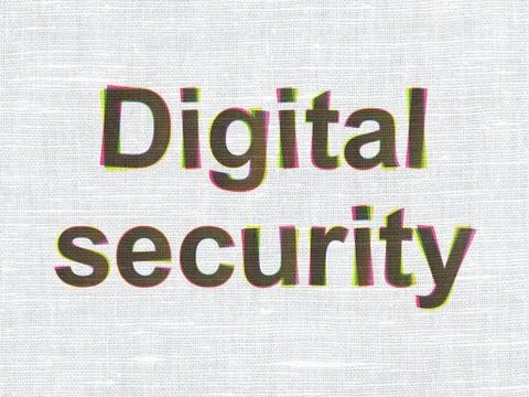 Privacy concept: Digital Security on fabric texture background 스톡 일러스트