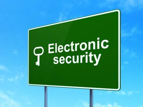 Privacy concept: Electronic Security Key road sign background Stockillustratie