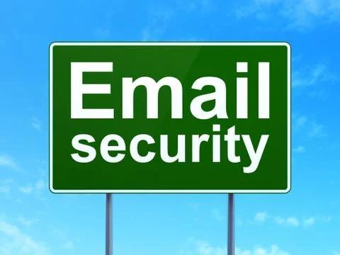 Privacy concept: Email Security on road sign background Illustrazione stock