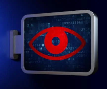 Privacy concept: Eye on billboard background 스톡 일러스트