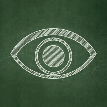 Privacy concept: Eye on chalkboard background 스톡 일러스트