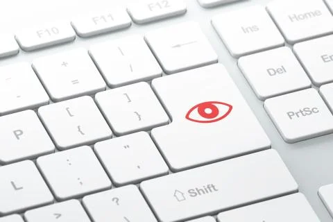 Privacy concept: Eye on computer keyboard background Stock Illustration