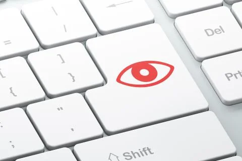 Privacy concept: Eye on computer keyboard background 스톡 일러스트