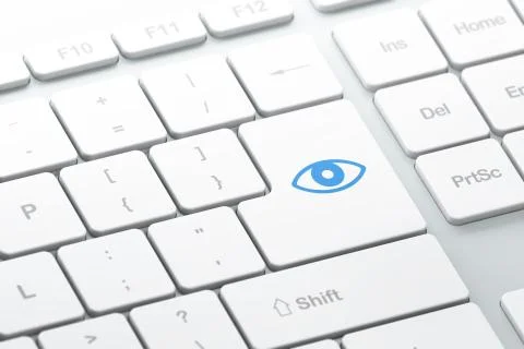 Privacy concept: Eye on computer keyboard background イラスト素材