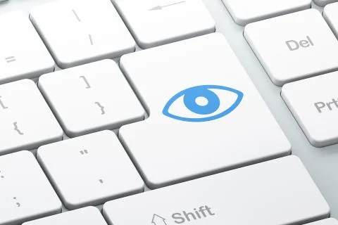 Privacy concept: Eye on computer keyboard background Stock Illustration