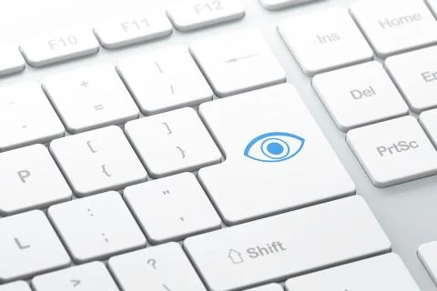 Privacy concept: Eye on computer keyboard background 스톡 일러스트