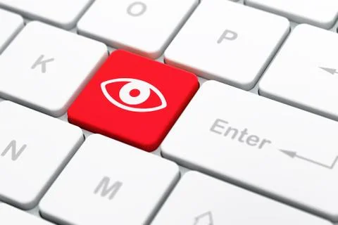 Privacy concept: Eye on computer keyboard background 스톡 일러스트