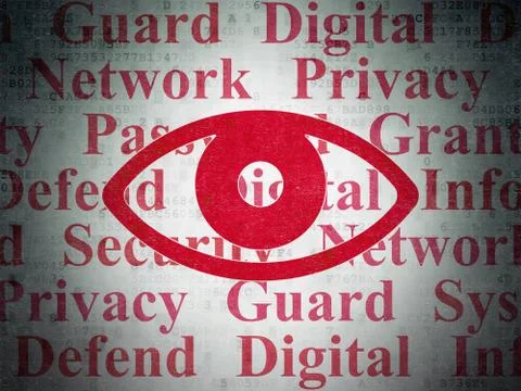 Privacy concept: Eye on Digital Data Paper background Stock Illustration