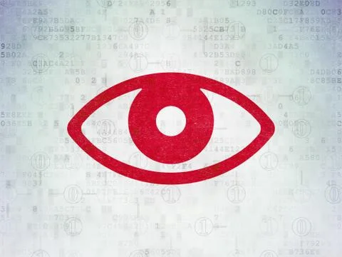 Privacy concept: Eye on Digital Data Paper background Stock Illustration