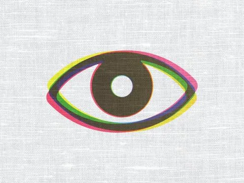 Privacy concept: Eye on fabric texture background Illustrazione stock