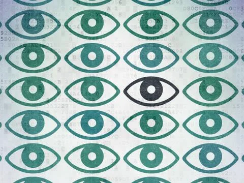 Privacy concept: eye icon on Digital Data Paper background 스톡 일러스트