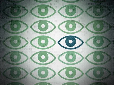 Privacy concept: eye icon on Digital Data Paper background 스톡 일러스트