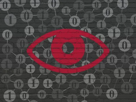 Privacy concept: Eye on wall background 스톡 일러스트