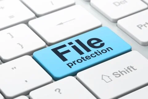 Privacy concept: File Protection on computer keyboard background 스톡 일러스트