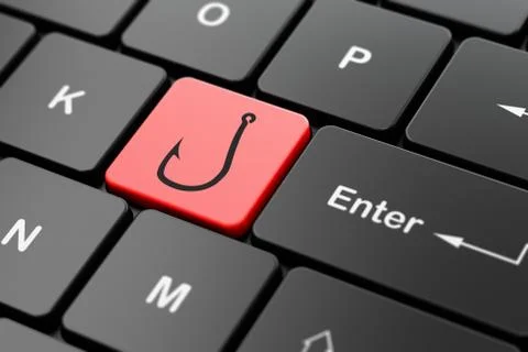 Privacy concept: Fishing Hook on computer keyboard background Stock-Illustration