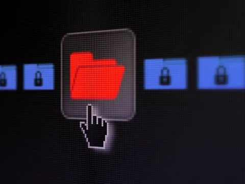 Privacy concept: Folder With Padlock on digital computer screen Stock Illustration