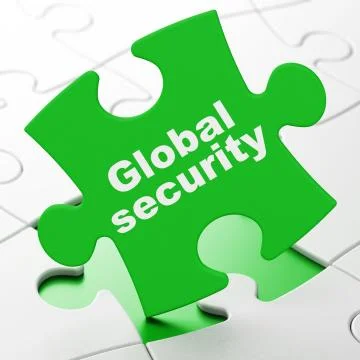 Privacy concept: Global Security on puzzle background Illustrazione stock