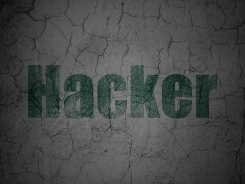 Privacy concept: Hacker on grunge wall background Illustrazione stock