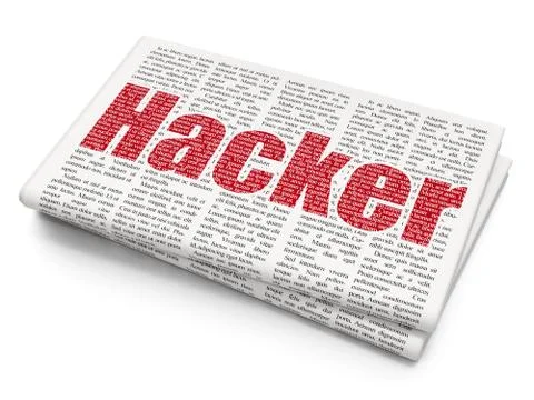 Privacy concept: Hacker on Newspaper background 스톡 일러스트