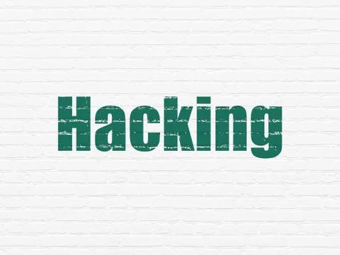 Privacy concept: Hacking on wall background Illustrazione stock