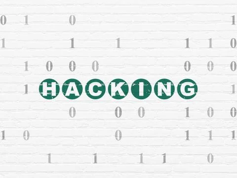 Privacy concept: Hacking on wall background Illustrazione stock