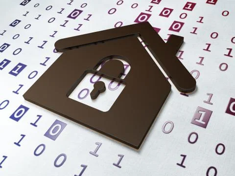 Privacy concept: Home on Binary Code background Stock Illustration