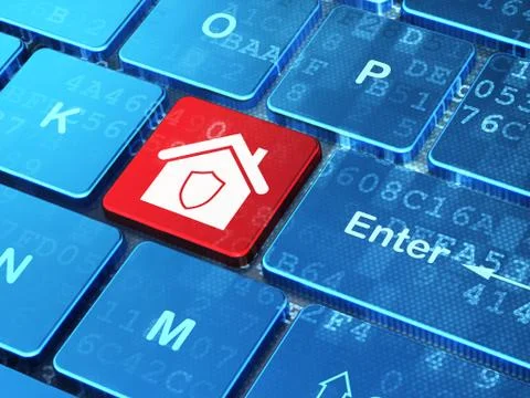 Privacy concept: Home on computer keyboard background Illustrazione stock