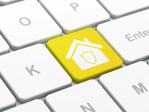 Privacy concept: Home on computer keyboard background 스톡 일러스트