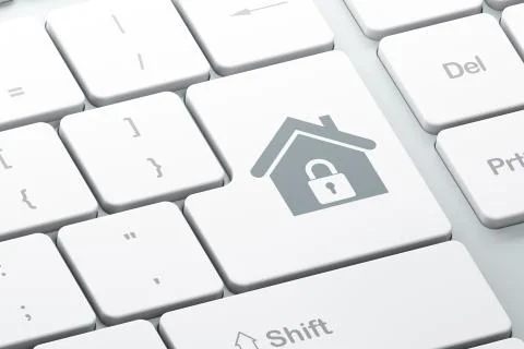 Privacy concept: Home on computer keyboard background 스톡 일러스트