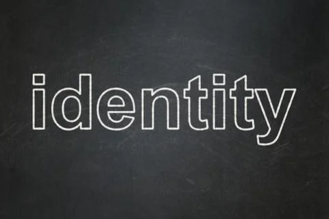 Privacy concept: Identity on chalkboard background 스톡 일러스트