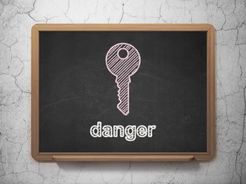 Privacy concept: Key and Danger on chalkboard background Stockillustratie