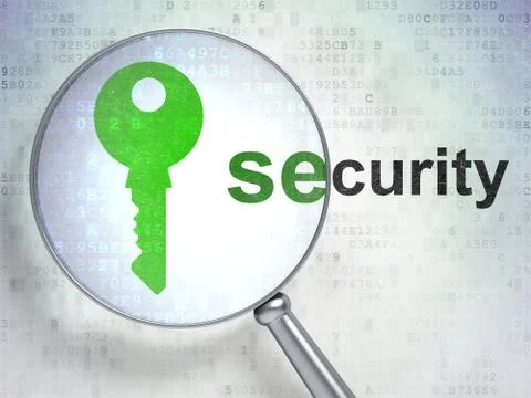 Privacy concept: Key and Security with optical glass Stockillustratie