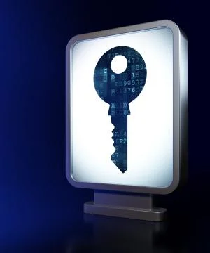 Privacy concept: Key on billboard background Stockillustratie