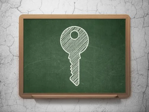 Privacy concept: Key on chalkboard background Stockillustratie
