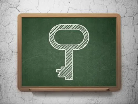 Privacy concept: Key on chalkboard background 스톡 일러스트