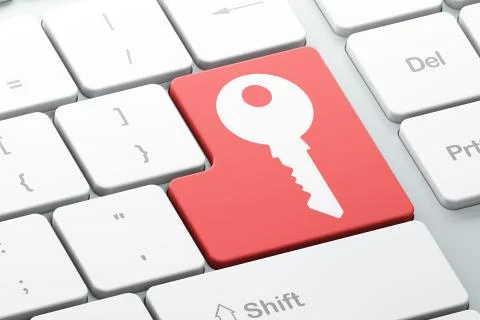 Privacy concept: Key on computer keyboard background 스톡 일러스트