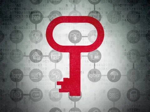 Privacy concept: Key on Digital Paper background 스톡 일러스트