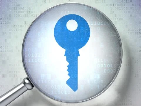 Privacy concept: Key with optical glass on digital background Stockillustratie