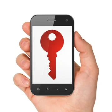 Privacy concept: Key on smartphone Stockillustratie