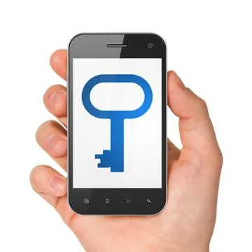 Privacy concept: Key on smartphone Stockillustratie
