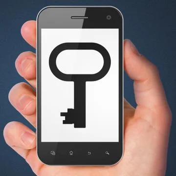 Privacy concept: Key on smartphone Stockillustratie