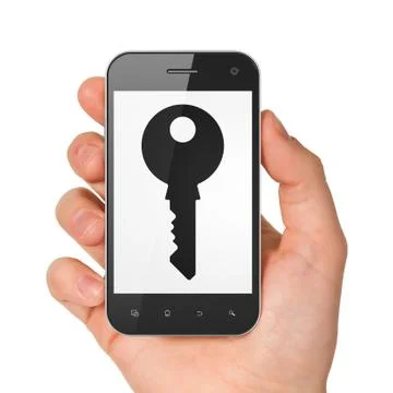Privacy concept: Key on smartphone Stockillustratie