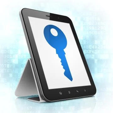 Privacy concept: Key on tablet pc computer Stockillustratie