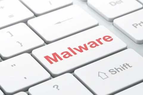 Privacy concept: Malware on computer keyboard background Illustrazione stock